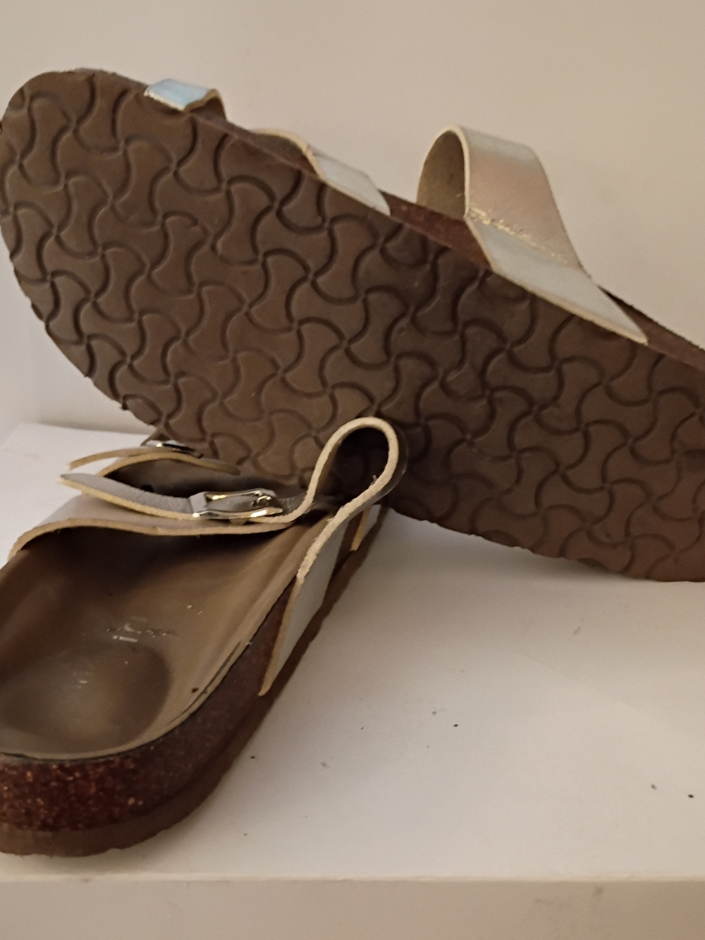 Madden Girl Metallic Gold Double Strap Cork Sandals